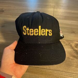 Vintage Starter NFL Steelers Black Athletic Strap Back Hat‎